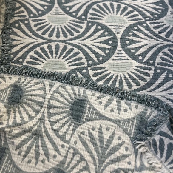 Ginkgo Deco Leaf Quilt 2 Side FLiPSiDE Green + Cream Patterned Quilt KING NEW - Picture 13 of 15